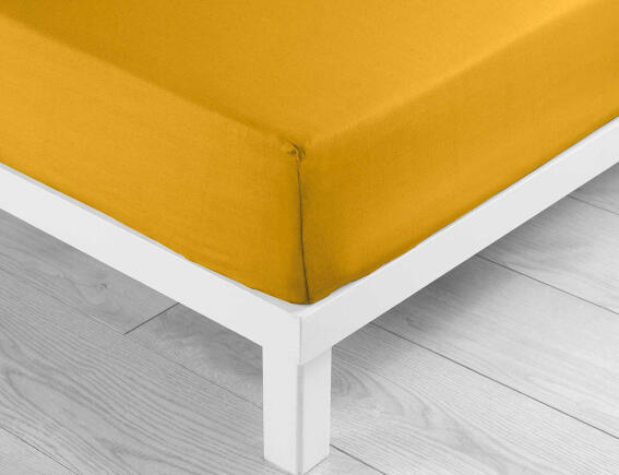 Douceur d'intérieur  Σεντόνι Υπέρδιπλο με λάστιχο Lina από βαμβάκι 57TC, με διαστάσεις 160x200cm - Curry