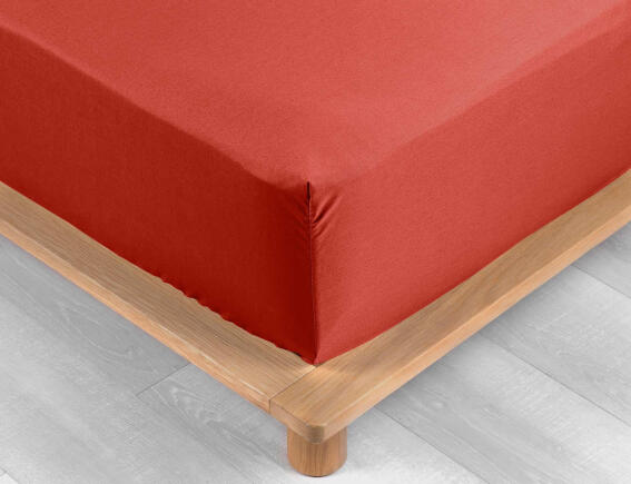 Σεντόνι Υπέρδιπλo με λάστιχο Percaline Douceur d'intérieur από βαμβάκι περκάλι 78TC, με διαστάσεις 160x200cm - Tomette