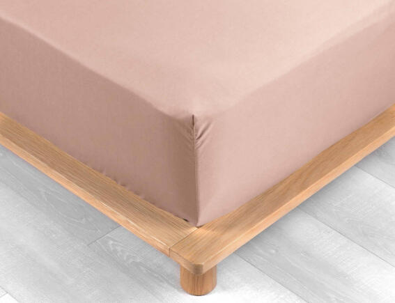 Douceur d'intérieur Σεντόνι Υπέρδιπλο με λάστιχο Percaline  από βαμβάκι περκάλι 78TC, με διαστάσεις 160x200cm - Nude