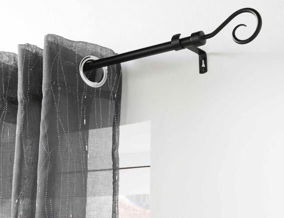 Douceur d'intérieur  Μονό Κουρτινόξυλο Arabesque με διάμετρο 19mm και επέκταση 120 - 210cm - Black