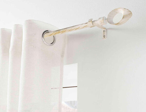 Douceur d'intérieur Μονό Κουρτινόξυλο Ovalon  με διάμετρο 19mm και επέκταση 120 - 210cm - White/Gold