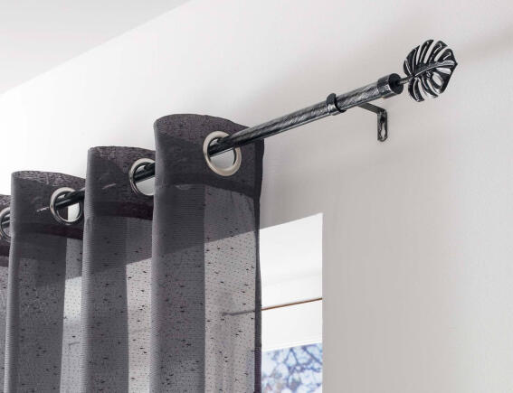 Douceur d'intérieur  Μονό Κουρτινόξυλο Tropi με διάμετρο 19mm και επέκταση 120 - 210cm - Black/Silver