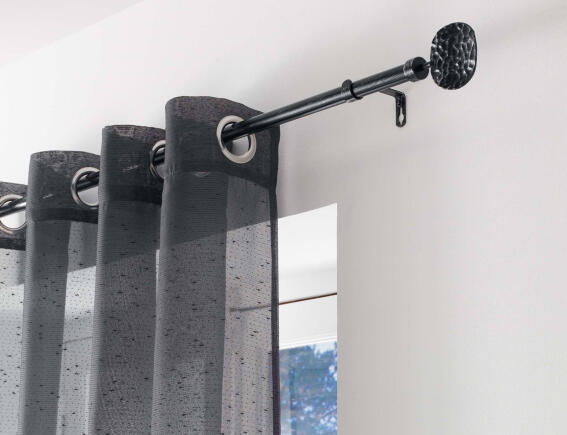 Douceur d'intérieur Μονό Κουρτινόξυλο Bullette  με διάμετρο 19mm και επέκταση 120 - 210cm - Black/Silver