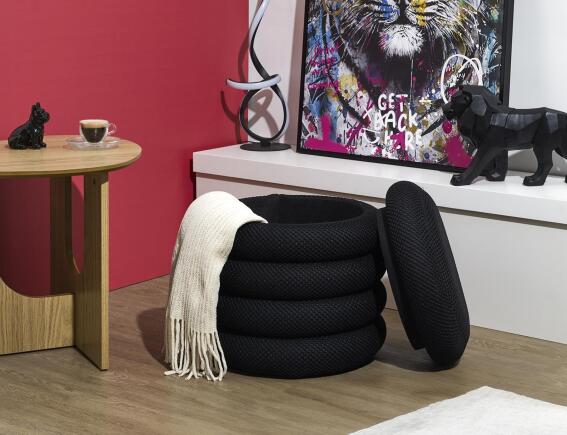 Σκαμπό Atom Home Deco Factory με αποθηκευτικό χώρο και διαστάσεις 37x42cm - Black