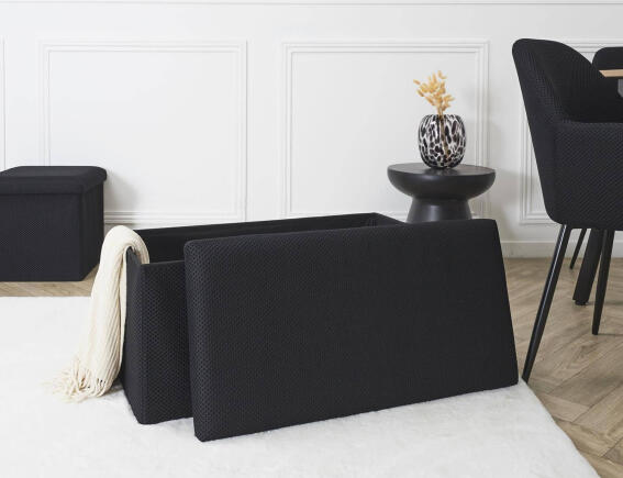 Home Deco Factory Ταμπουρέ Atom με αποθηκευτικό χώρο και διαστάσεις 76x38x38cm - Black