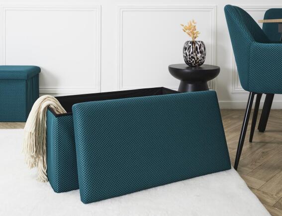 Ταμπουρέ Atom Home Deco Factory με αποθηκευτικό χώρο και διαστάσεις 76x38x38cm - Blue