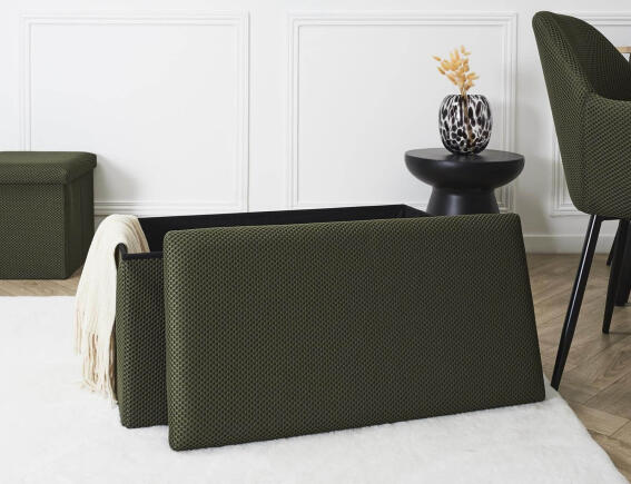 Home Deco Factory Ταμπουρέ Atom με αποθηκευτικό χώρο και διαστάσεις 76x38x38cm - Khaki