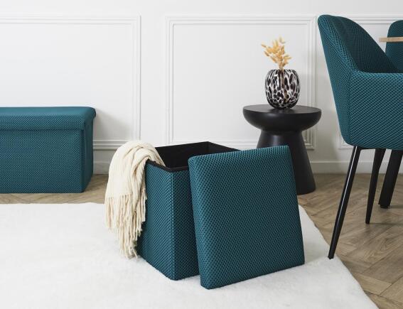 Σκαμπό Atom Home Deco Factory με αποθηκευτικό χώρο και διαστάσεις 38x38x38cm - Blue