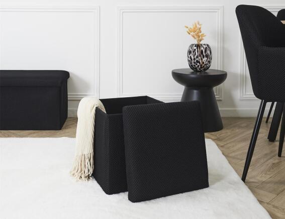 Σκαμπό Atom Home Deco Factory με αποθηκευτικό χώρο και διαστάσεις 38x38x38cm - Black