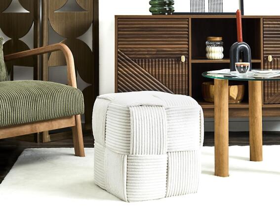 Σκαμπό Πουφ Scott Home Deco Factory με διαστάσεις 36x36x38cm - Beige