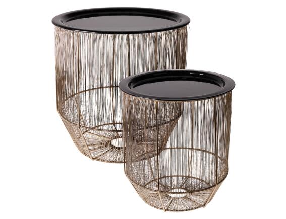 Σετ Τραπεζάκια Βοηθητικά με διαστάσεις 35x35.5cm και 30x32cm - Μέταλλο - Gold/Black - 2 τεμάχια