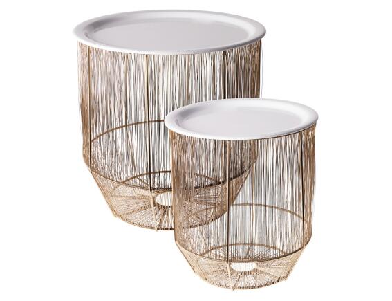 Σετ Τραπεζάκια Βοηθητικά με διαστάσεις 35x35.5cm και 30x32cm - Μέταλλο - Gold/White - 2 τεμάχια