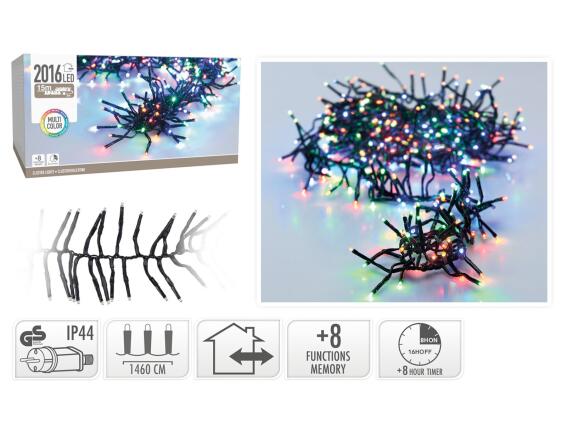 2016 Φωτάκια LED - 14.6 Μέτρα + 3 Μέτρα σύνδεσης, Κανονική Διάταξη, με χειριστήριο, 8 προγράμματα, Μαύρο καλώδιο PVC - Πολύχρωμο