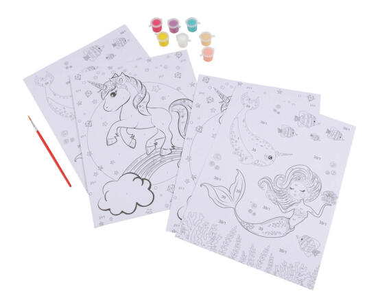 Colorem  Σετ Ζωγραφικής με αριθμούς Γοργόνα & Μονόκερος - Ηλικίες 6 ετών και άνω - Περιλαμβάνονται χρώματα και πινέλα