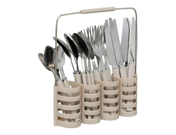 Σετ Μαχαιροπίρουνα Geo Secret de Gourmet με θήκη οργάνωσης - 24 τεμάχια - Beige