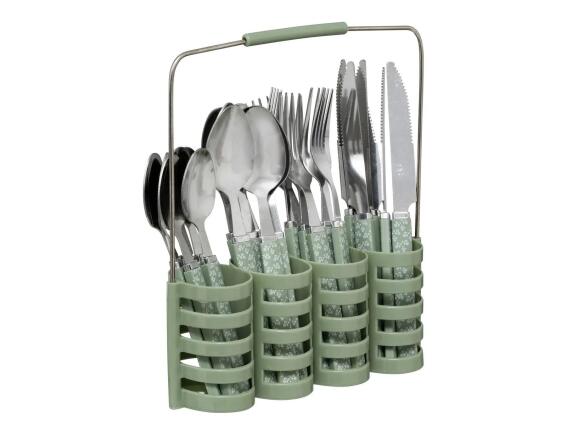 Σετ Μαχαιροπίρουνα Geo Secret de Gourmet με θήκη οργάνωσης - 24 τεμάχια - Green