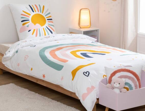 Atmosphera Σετ Μονή Παπλωματοθήκη & Μαξιλαροθήκη Rainbow 2 όψεων, από βαμβάκι 57TC, με διαστάσεις 140x200cm