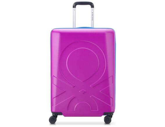 Βαλίτσα Delsey Paris x Benetton με χωρητικότητα 71L, τηλεσκοπικό χερούλι, κλείδωμα ασφαλείας, 4 ροδάκια και διαστάσεις 45x28x66cm - Pink