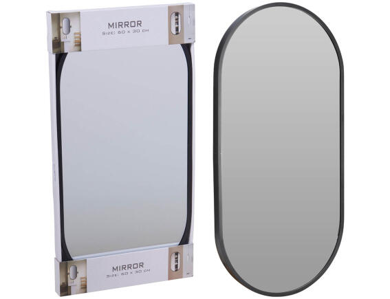 THE NETHERLANDS Διακοσμητικός καθρέφτης τοίχου οβάλ, με διαστάσεις 30x2.5x60cm - Μαύρο