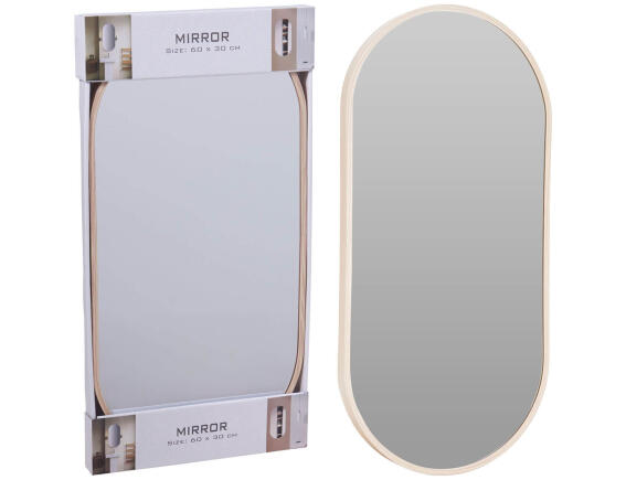 THE NETHERLANDS Διακοσμητικός καθρέφτης τοίχου οβάλ, με διαστάσεις 30x2.5x60cm - Light wood