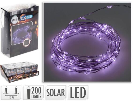 Deco 200 Ηλιακά Φωτάκια MicroLED - 10 Μέτρα + 2 Μέτρα σύνδεσης, Ασημί συρμάτινο καλώδιο - Ψυχρό Λευκό