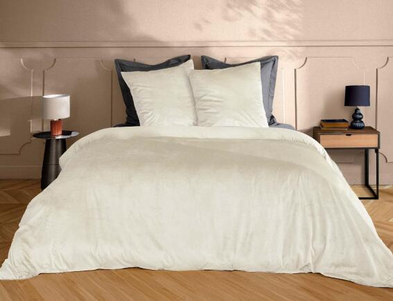 Douceur d'intérieur  Σετ Υπέρδιπλη Παπλωματοθήκη & 2 Μαξιλαροθήκες Velina από πολυεστέρα, με διαστάσεις 220x240cm - Natural