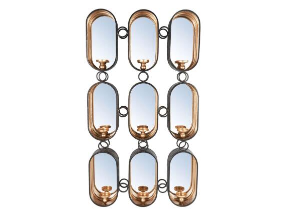 Countryfield Διακοσμητικός Καθρέπτης τοίχου Vanity με κηροπήγια και διαστάσεις 61x9.5x109.5cm