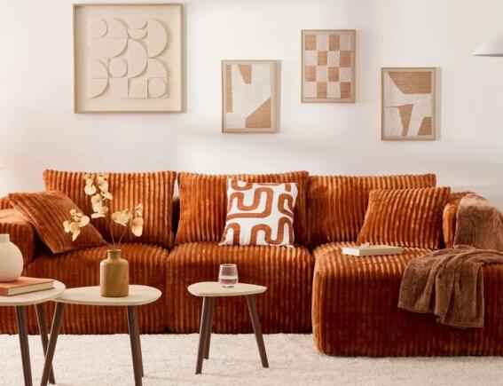 Atmosphera Γωνιακός Τετραθέσιος Καναπές Solka με διαστάσεις 254x164x78cm - Amber