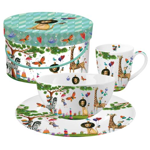 Paperproducts Design - PPD Παιδικό σετ 3τεμ. (πιάτο/μπολ/κούπα) σε κουτί Animals Garden