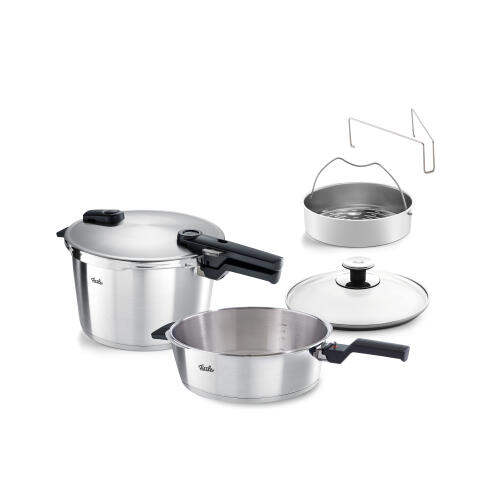 FISSLER Set Quattro Vitaquick Premium 8LΤ/4.5LΤ Mε Καλάθι Ατμού και Γυάλινο Καπάκι - 60281011090