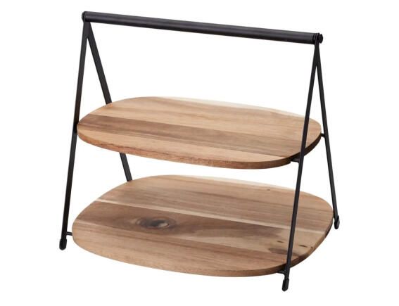 Excellent Houseware Εταζέρα με 2 επίπεδα και διαστάσεις 27x25x25cm - Απόχρωση Ξύλου