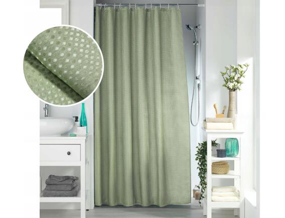 Douceur d'intérieur Κουρτίνα Μπάνιου με κρίκους Quartz  με διαστάσεις 180x200cm - Sage