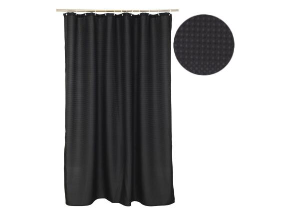 Douceur d'intérieur Κουρτίνα Μπάνιου με κρίκους Quartz  με διαστάσεις 180x200cm - Black