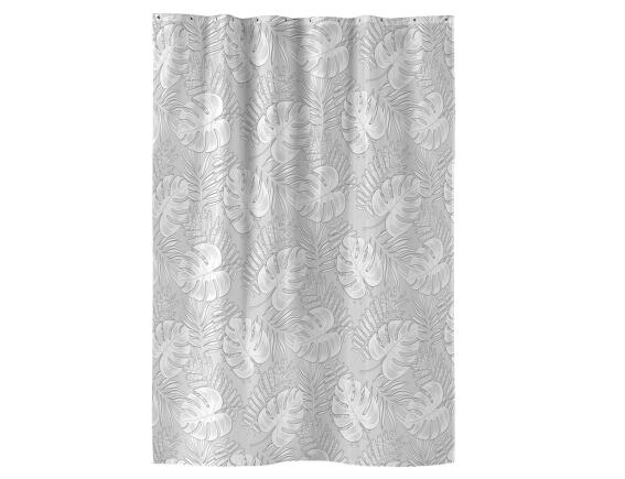 Douceur d'intérieur Κουρτίνα Μπάνιου με κρίκους Amber  με διαστάσεις 180x200cm - Γκρι