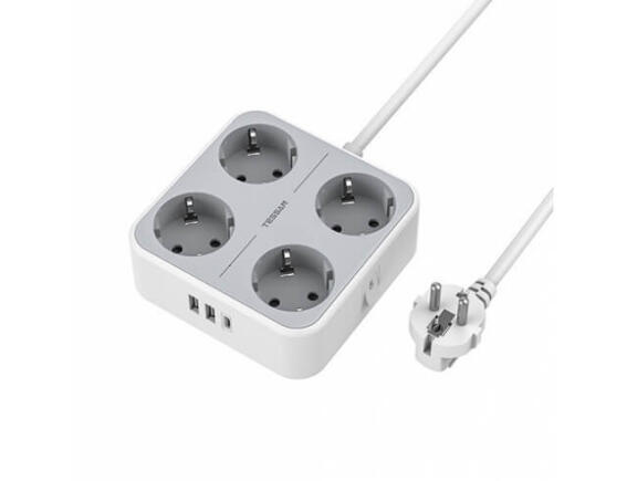 Tessan  Πολύπριζο 7-σε-1 Power Strip (TS-302-C) - 4xSchuko, 2xUSB, Type-C, καλώδιο 2m