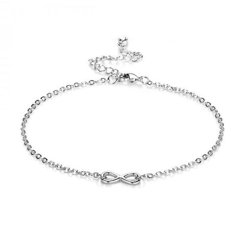Philip Jones Βραχιόλι - Αλυσίδα Ποδιού Infinity Χρώματος Ασημί με Κρύσταλλα Swarovski®
