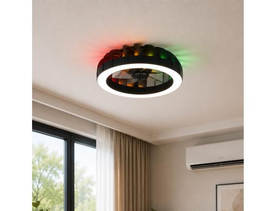 Brilliant  Ανεμιστήρας Οροφής Fanora G81080/06 με φωτισμό LED, RGB, τηλεχειριστήριο, διάμετρο 46cm και ισχύ 30W - Μαύρο
