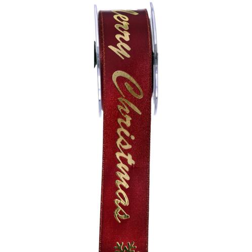 ΚΟΡΔ.ΣΑΤΕΝ ΟΥΓΙΑ MERRY XMAS 3,8CMX9M ΜΠΟΡΝΤΟ