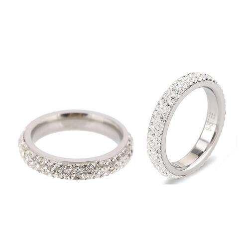 Beloved Δαχτυλίδι με 3 Σειρές από Κρύσταλλα Swarovski® Χρώματος Ασημί 652051-Silver