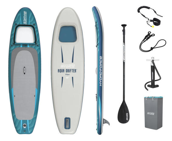 BESTWAY φουσκωτή σανίδα SUP Aqua Drifter View 6532H με διάφανο παράθυρο 335x91.5x15cm μπλε