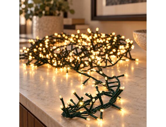 750 Φωτάκια LED - 15 Μέτρα + 3 Μέτρα σύνδεσης, Πυκνή Διάταξη, 10% Flash, Πράσινο καλώδιο -'Εξτρα θερμό λευκό