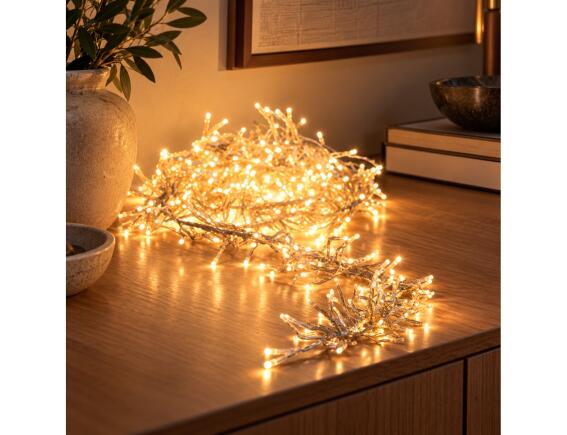 3000 Φωτάκια LED - 21.8 Μέτρα + 3 Μέτρα σύνδεσης,  Πυκνή Διάταξη, με χειριστήριο, 8 προγράμματα, Διάφανο καλώδιο  - Θερμό Λευκό