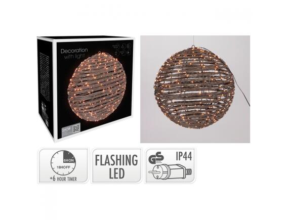 Κρεμαστή διακοσμητική μπάλα με 400 φωτάκια LED - 5 Μέτρα σύνδεσης , Kανονική Διάταξη - Έξτρα Θερμό Λευκό
