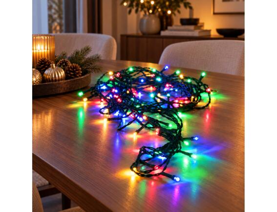 240 Φωτάκια LED - 17,93 Μέτρα + 3 Μέτρα σύνδεσης, Κανονική Διάταξη, Πράσινο καλώδιο PVC - Πολύχρωμο