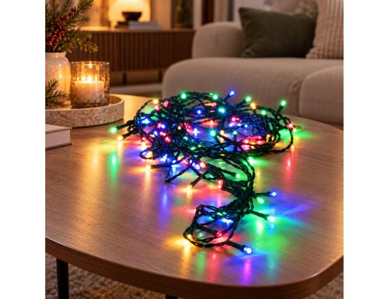 320 Φωτάκια LED - 23,93 Μέτρα + 3 Μέτρα σύνδεσης, Κανονική Διάταξη, Πράσινο καλώδιο PVC - Πολύχρωμο