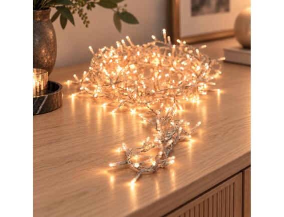 720 Φωτάκια LED - 53.9 Μέτρα + 3 Μέτρα σύνδεσης, Κανονική Διάταξη, Διάφανο καλώδιο PVC - Θερμό λευκό