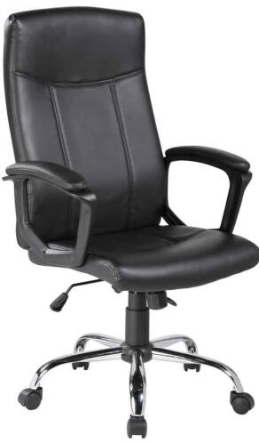 Velco Καρέκλα Γραφείου Διευθυντική με Ανάκλιση Δερματίνη 66-23621 Μαύρη