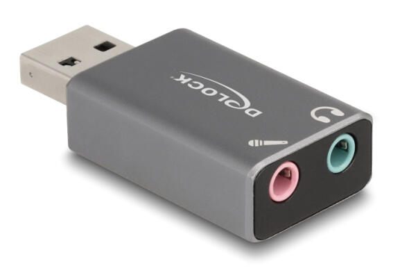 DELOCK εξωτερική κάρτα ήχου 66633 2x 3.5mm USB σύνδεση γκρι