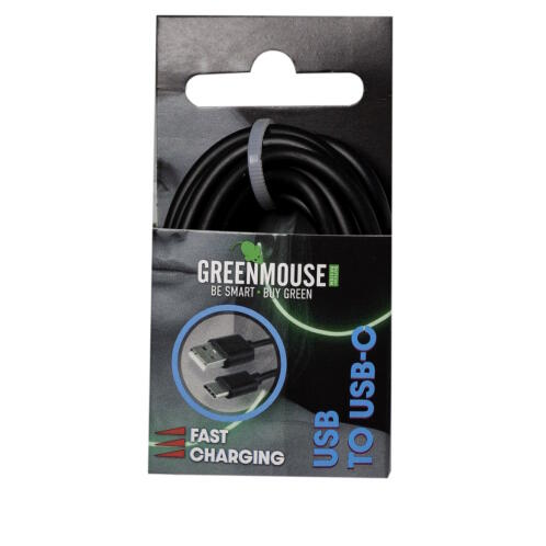 GreenMouse Καλώδιο φόρτισης και δεδομένων – USB-C 2,0 m σε μαύρο χρώμα με συσκευασία blister - 66956576