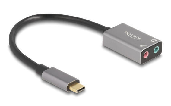 DELOCK εξωτερική κάρτα ήχου 67071 2x 3.5mm USB-C σύνδεση γκρι